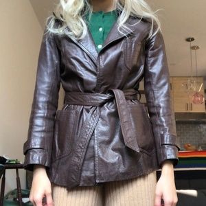 Split Ends vintage 70s style brown leather blazer